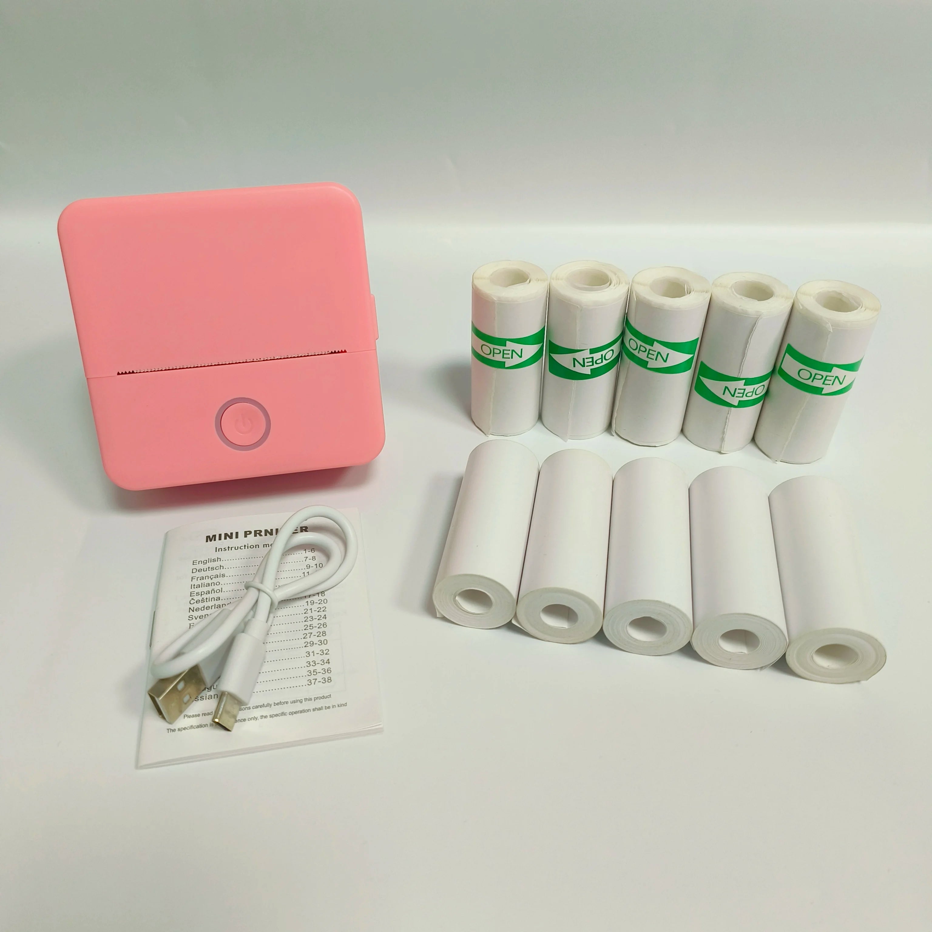 SnapRoll Mini Bluetooth Photo Printer Set – Wireless Pocket Printer with 5 Sticker Rolls & Thermal Paper Bundle