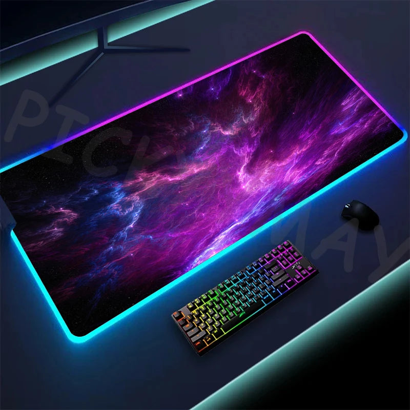 Cosmic Glow RGB XL Gaming Desk Mat – LED Backlit Space Mouse Pad (XXL)