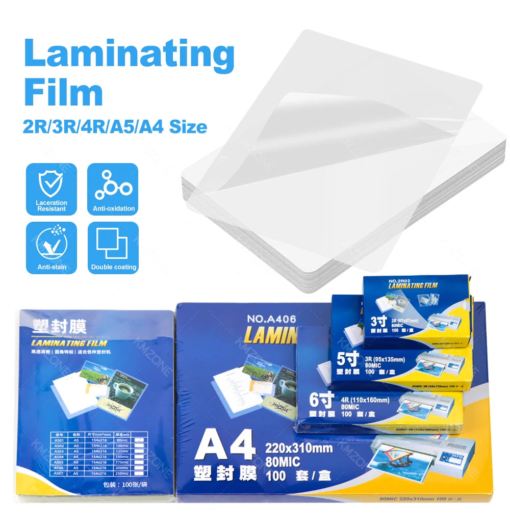 100-Pack Clear Thermal Laminating Sheets (A4/A5/A6/2R–4R) – 80 Mic Round-Corner Laminator Pouches | Crystal Clear Waterproof Document Protection Film