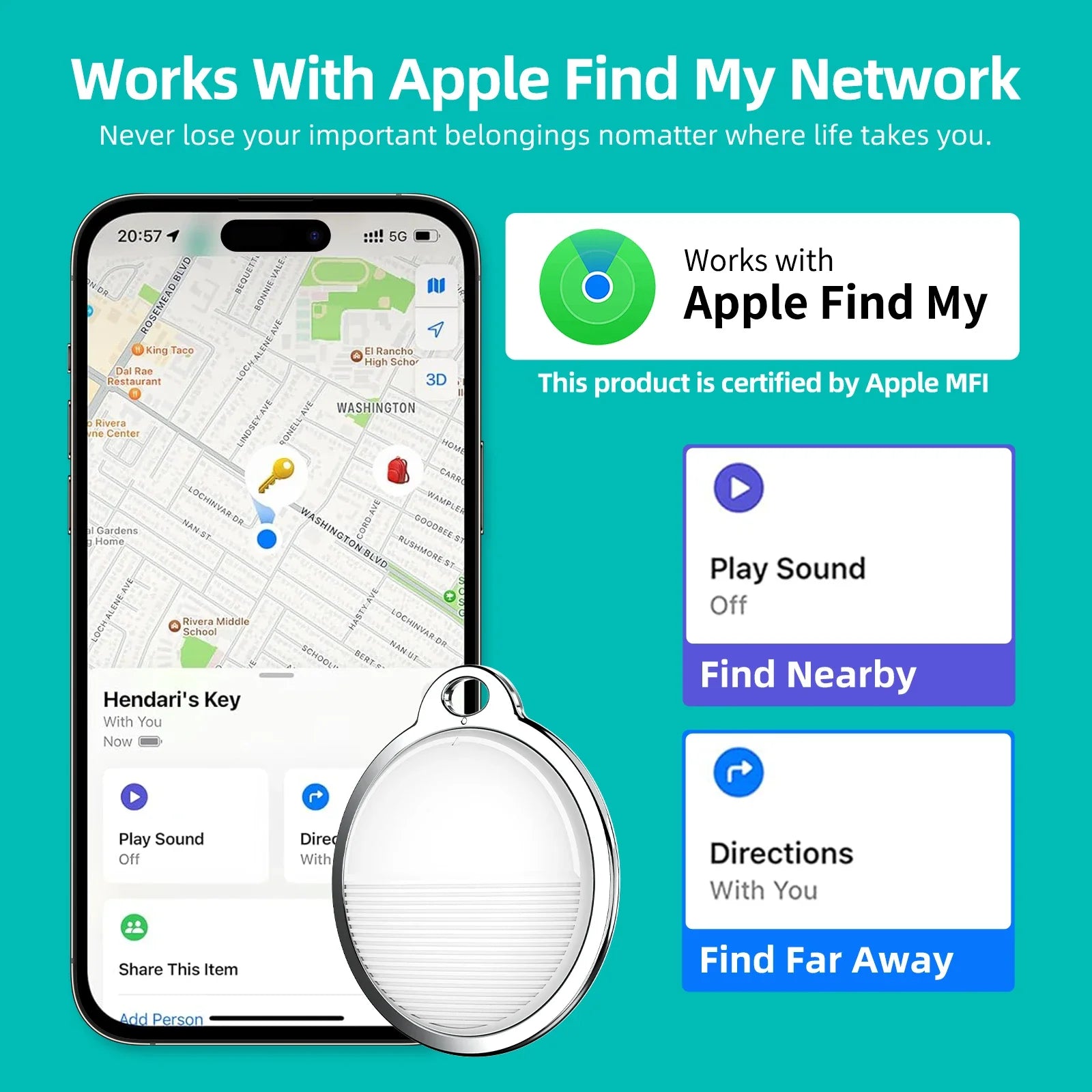 FindMe Mini GPS Bluetooth Tracker – Find My App, Anti-Loss for Kids, Bags & Pets
