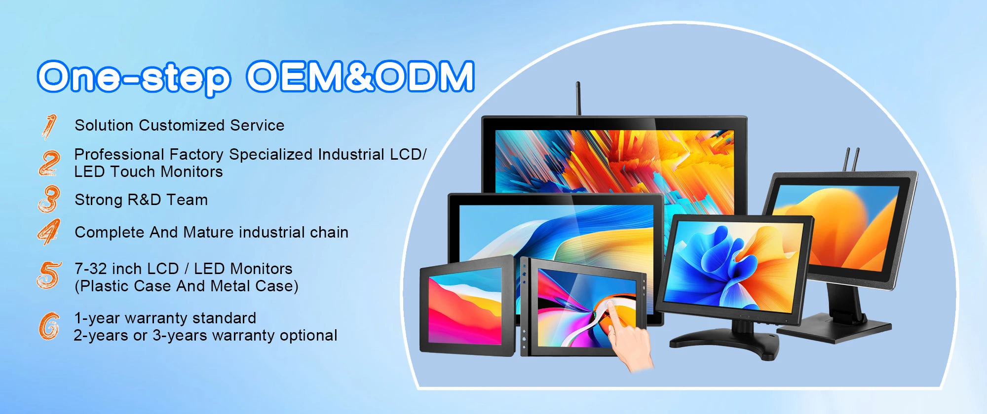 15.6" Industrial Open Frame Touchscreen Monitor – 1080P Capacitive 10-Point Touch, VESA Wall Mount, HDMI & VGA