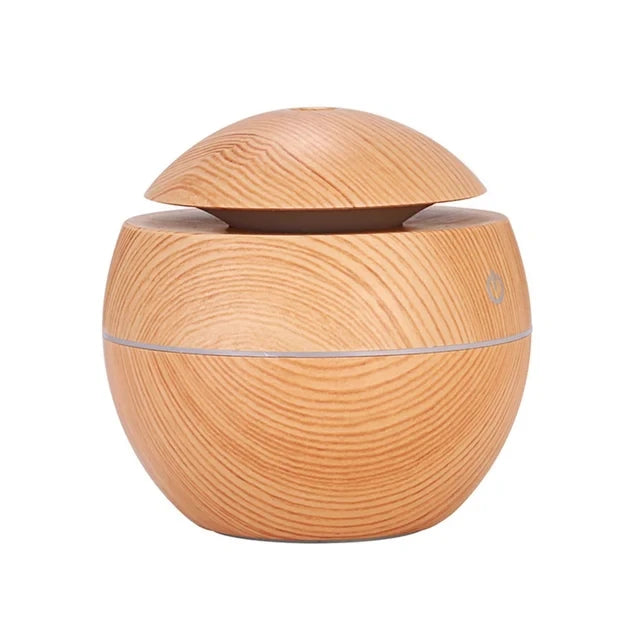 GrainMist USB Ultrasonic Cool Mist Aroma Diffuser – Wood Grain Essential Oil Humidifier & Air Purifier