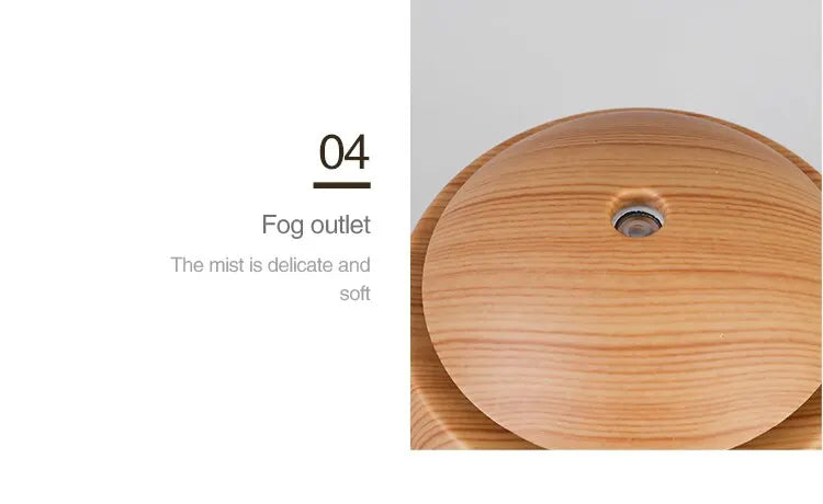 GrainMist USB Ultrasonic Cool Mist Aroma Diffuser – Wood Grain Essential Oil Humidifier & Air Purifier