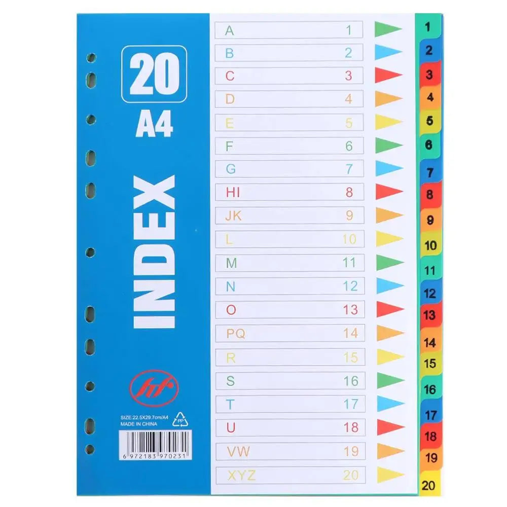DivideIt PP Index Separator Pages – A4 Coloured Binder Dividers 5 to 31 Pages