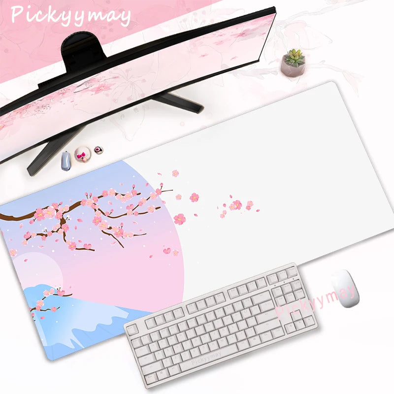 Sakura Bloom XL Desk Mat – Pink Cherry Blossom Gaming Mouse Pad (Extended Keyboard Mat)