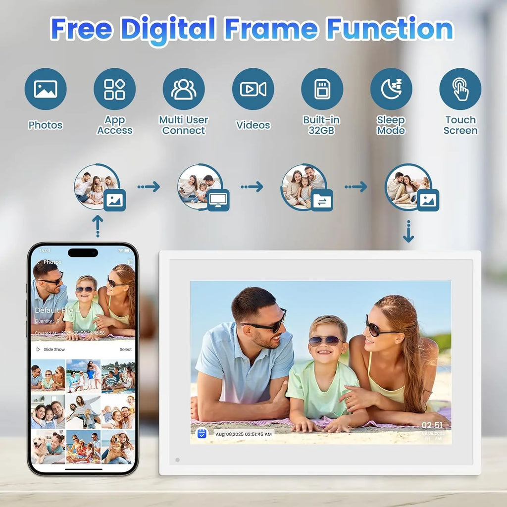FotoFrame 10.1" Smart Digital Calendar & Photo Frame – Touchscreen Family Organiser with Voice & Auto-Rotate