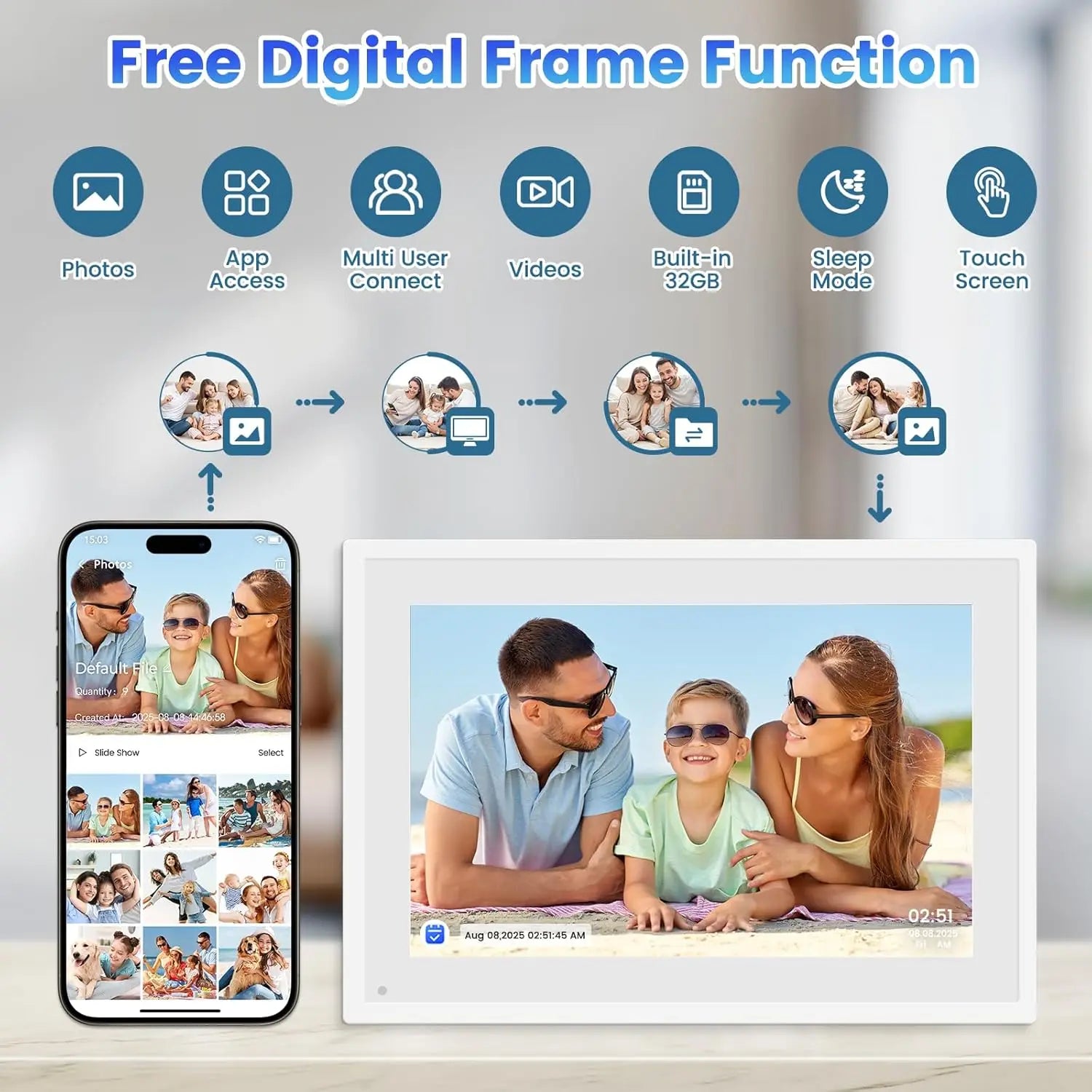 FotoFrame 10.1" Smart Digital Calendar & Photo Frame – Touchscreen Family Organiser with Voice & Auto-Rotate