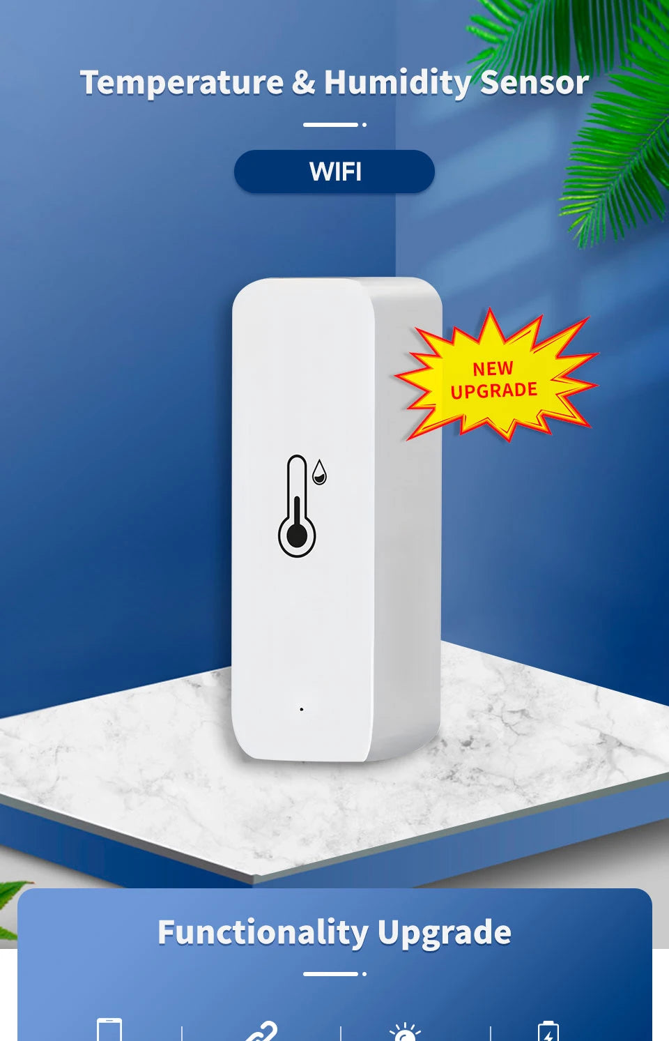 Tuya WiFi Temperature & Humidity Sensor – Indoor Smart Hygrometer Thermometer