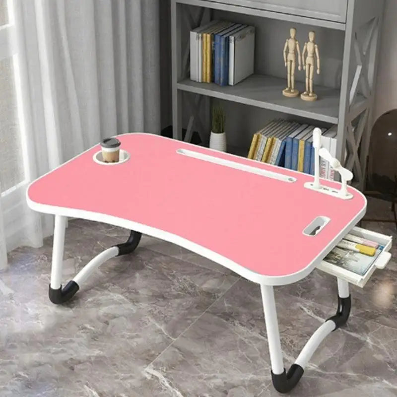 Foldable Computer Desk Featuring 4 USB Ports Mini Light Fan Cup Holder Side Drawer Card Slot Portable for Laptop Use on Bed Y5GB