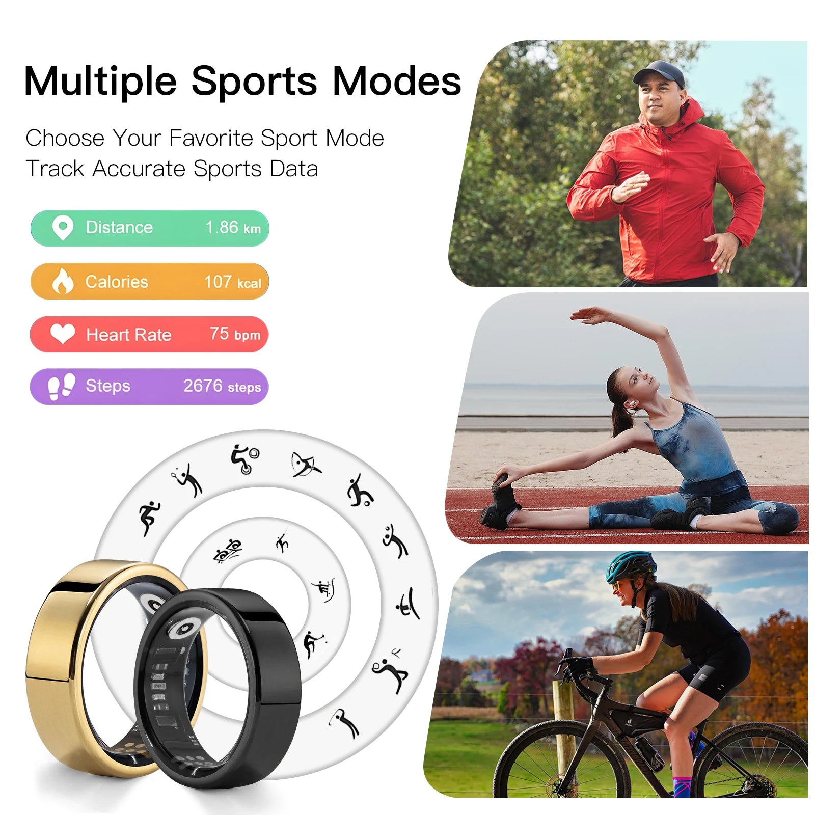 Amovan Nova Smart Ring – GPS, Heart Rate, Blood Oxygen & Sleep Monitor