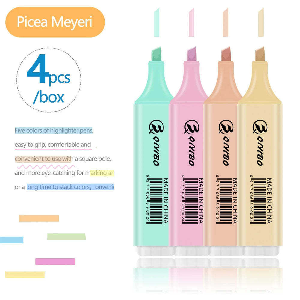 Macaron Pastel Highlighter Set – Soft Color Chisel Tip Markers