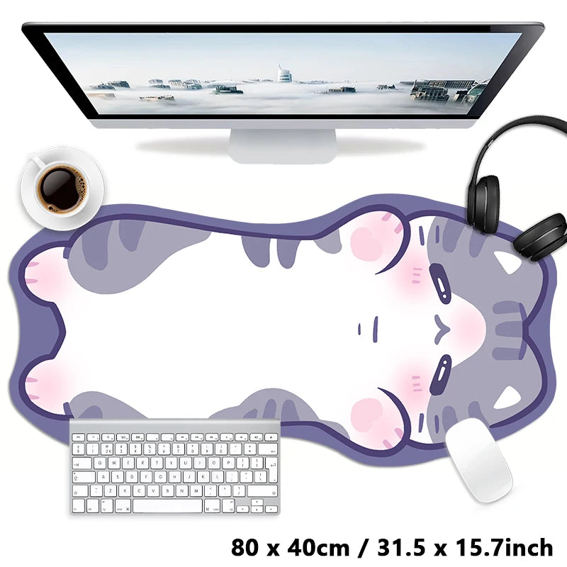 Kawaii Tortoiseshell Cat XXL Desk Mat – Pink & Black Cute Kitty Mouse Pad