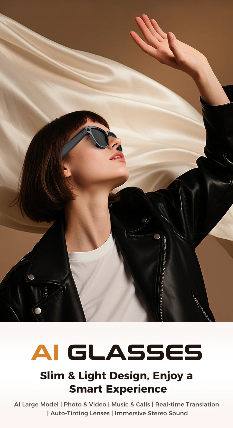 VisionAI 4K Smart Glasses – 32GB, 800W Camera, AI Translation & Power Bank