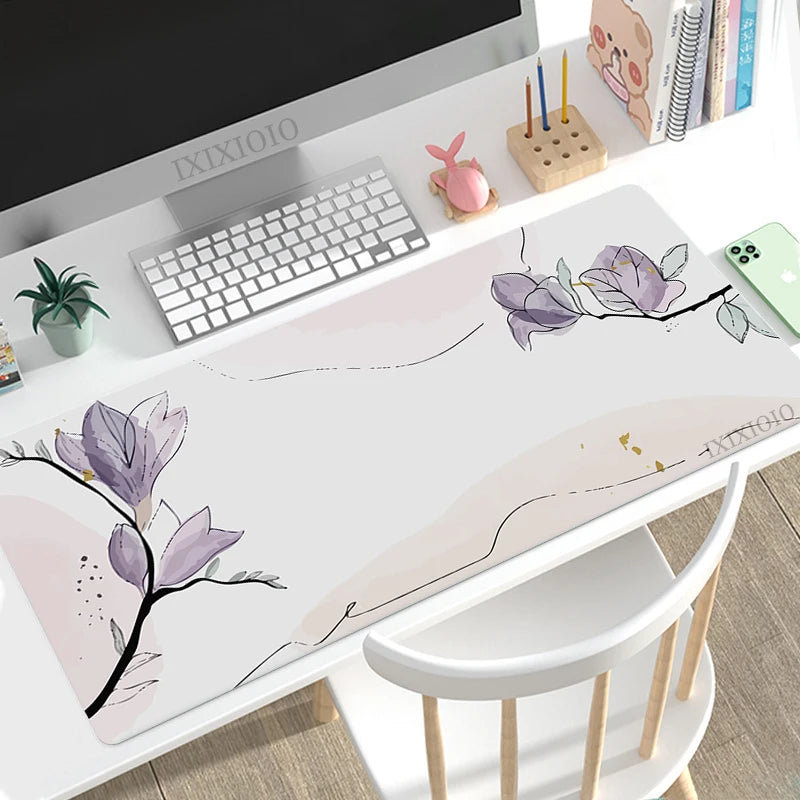 Minimalist Abstract Floral Art XL Mouse Pad – Aesthetic XXL Desk Mat | Soft Non-Slip Rubber Gaming & Office Mousepad Table Protector