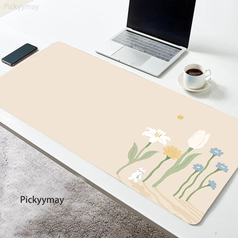 Kawaii Garden XL Desk Mat – Cute Plants & Cat Gaming Mouse Pad (900×400mm)