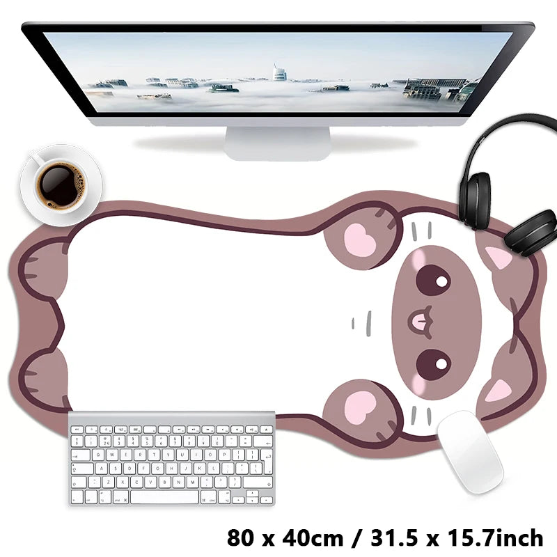 Kawaii Tortoiseshell Cat XXL Desk Mat – Pink & Black Cute Kitty Mouse Pad