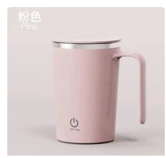 SpinSip Self-Stirring Magnetic Stainless Steel Mug – Auto Mixing Coffee Cup