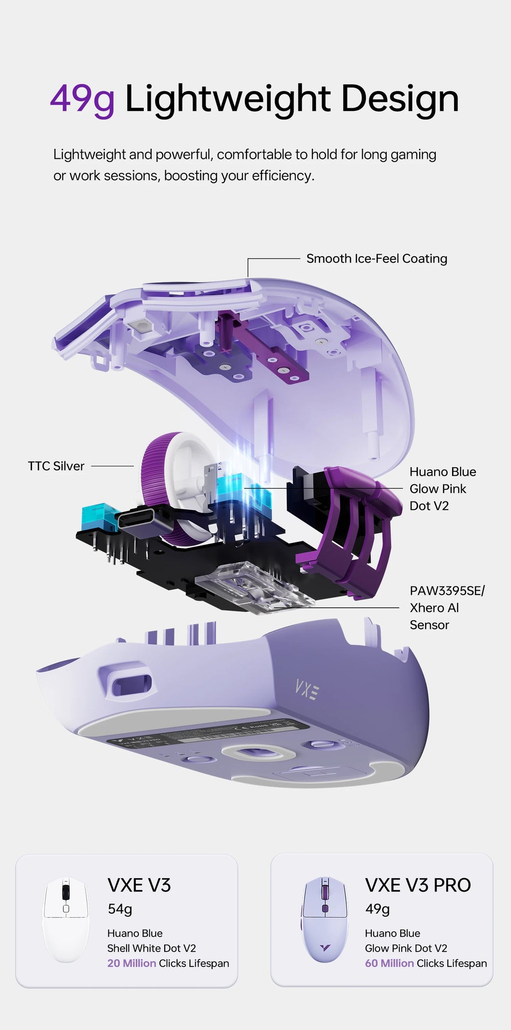 VXE Dragonfly V3 Pro 4-Mode Wireless Gaming Mouse – Ultra-Lightweight