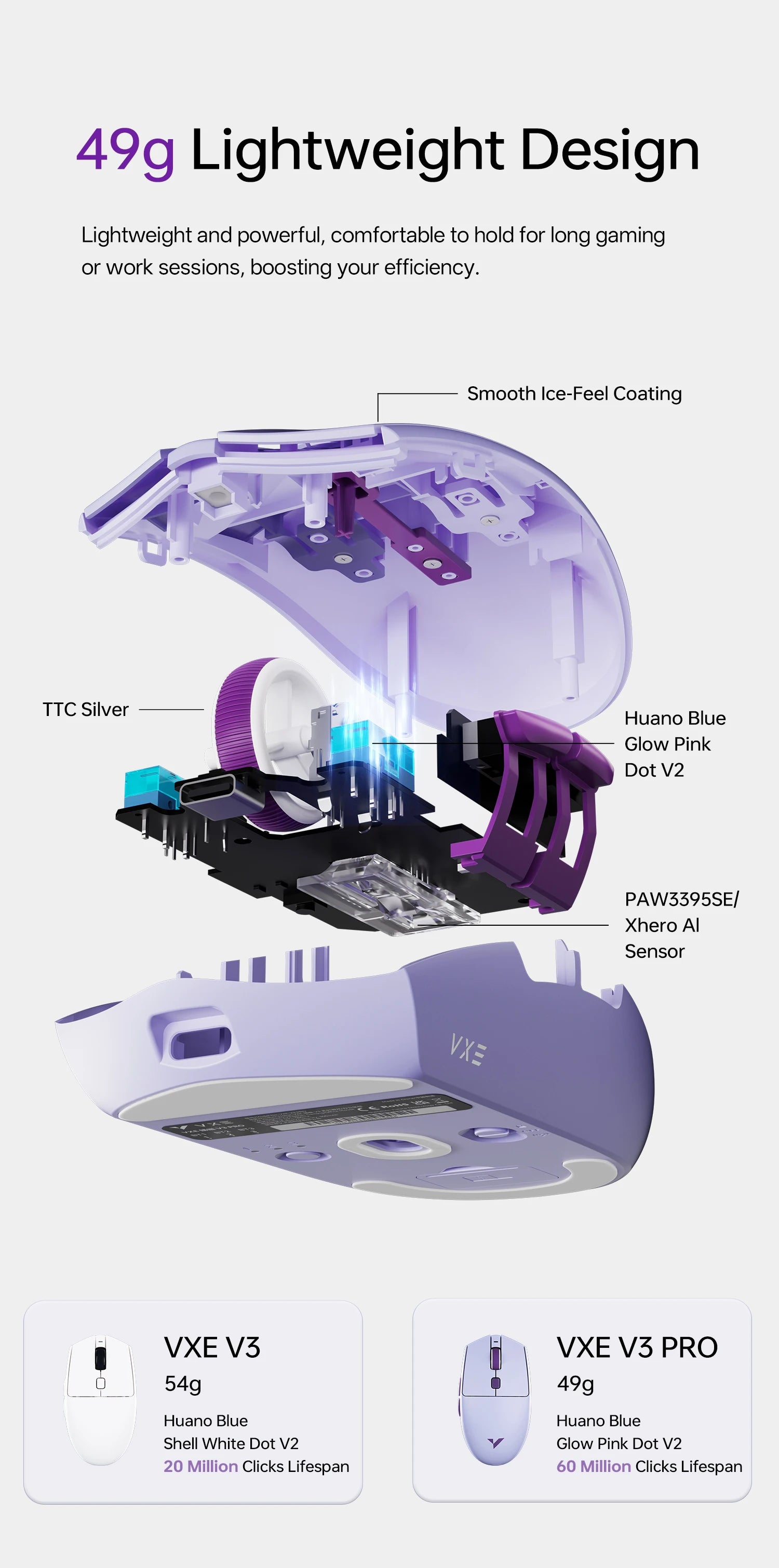 VXE Dragonfly V3 Pro 4-Mode Wireless Gaming Mouse – Ultra-Lightweight