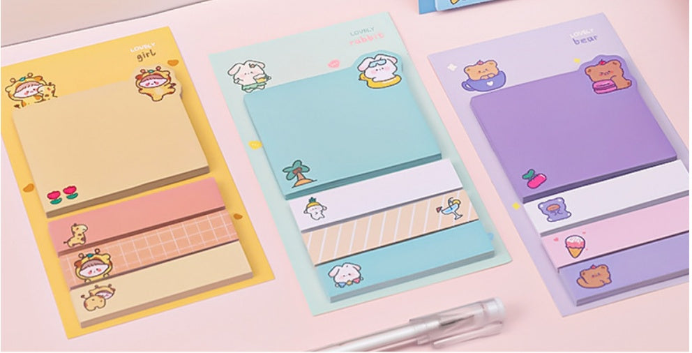 Cartoon Sticky Notes – Cute Adhesive Memo Pads for Desk & Study