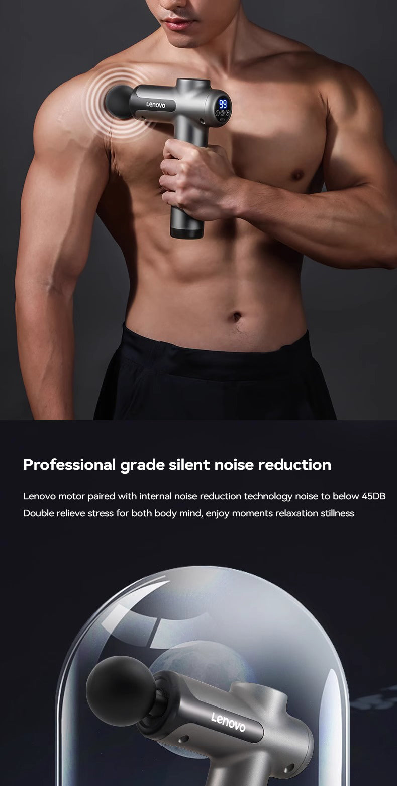 Lenovo Wireless Fascia Massage Gun – 8 Heads, Rechargeable for Neck, Back & Legs