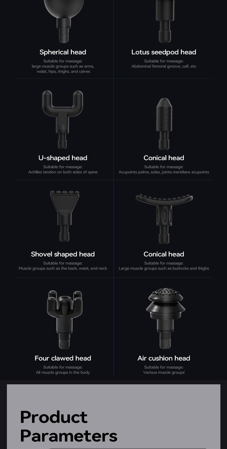 Lenovo Wireless Fascia Massage Gun – 8 Heads, Rechargeable for Neck, Back & Legs