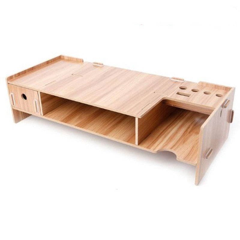 Wooden Monitor Stand Riser Computer Desk Organizer with Keyboard Storage